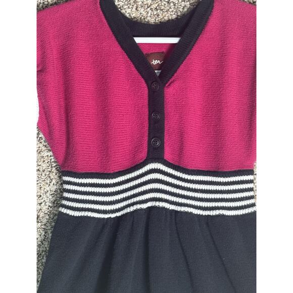Tea Collection Girls Sz 5 Colorblock Knit Sweater Dress Multicolor Retro Mod - Picture 2 of 6